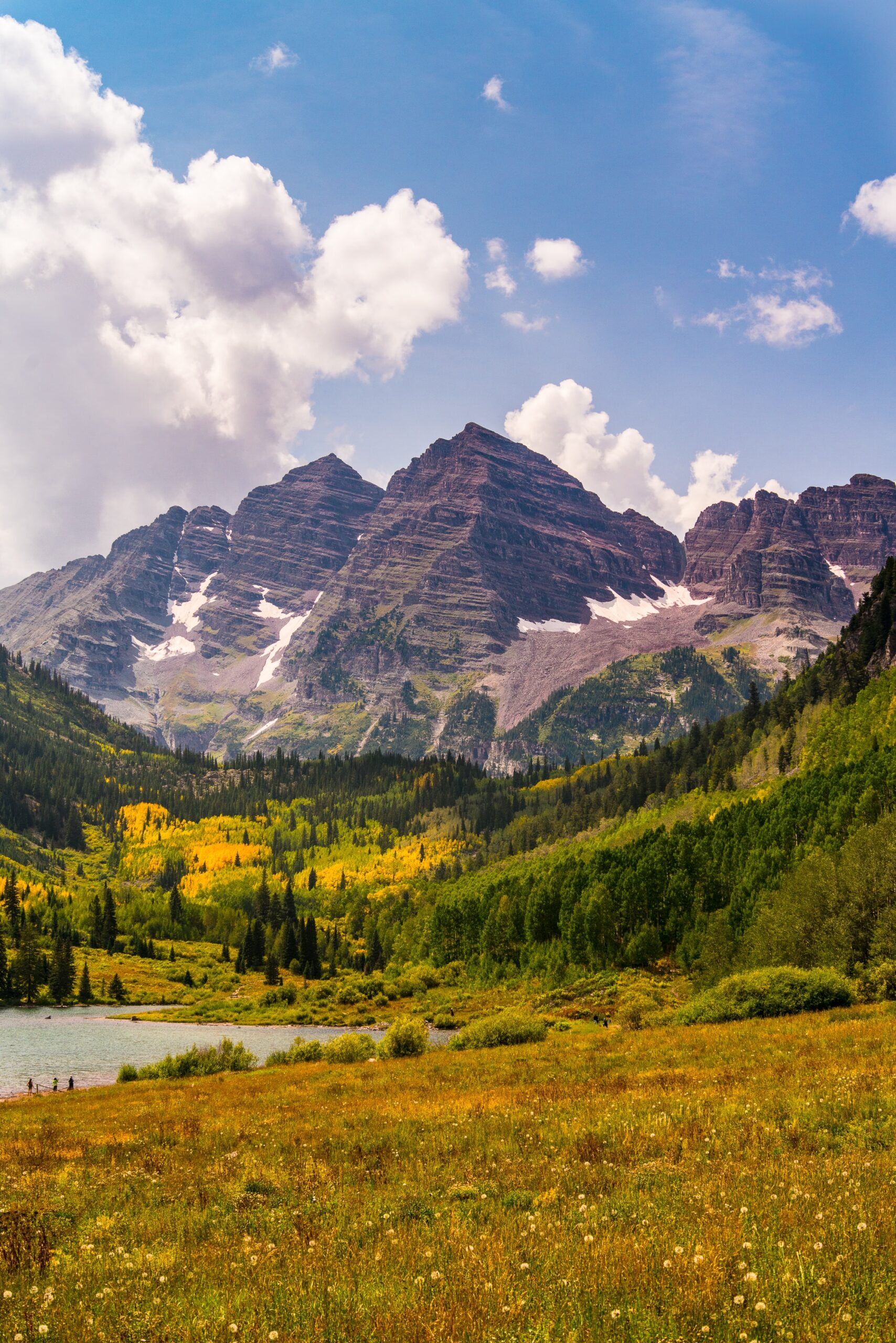 beautiful mountains called the maroon bells in Aspen, CO in fall