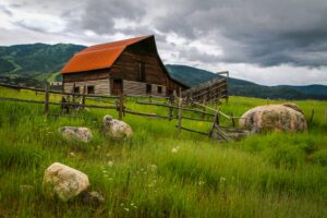 Photo of a barn with a red roof in Routt County Steamboat Colorado